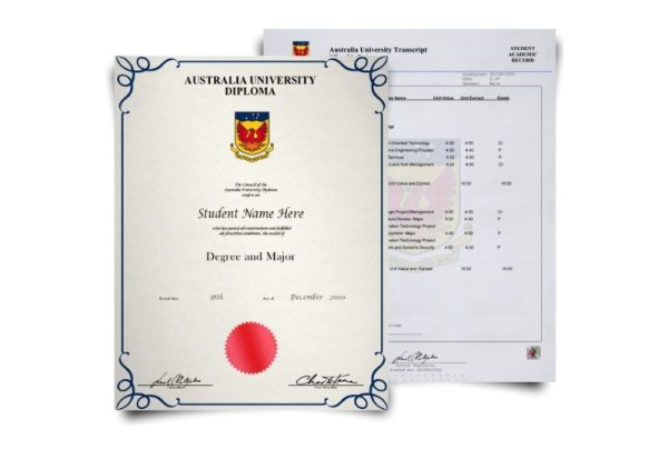 Australia University Diploma & Transcript Set