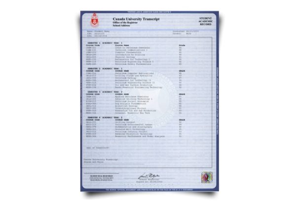 Canada College Transcript