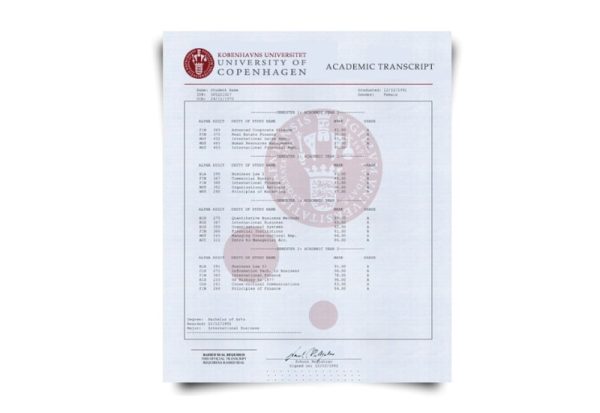 Denmark University Transcript