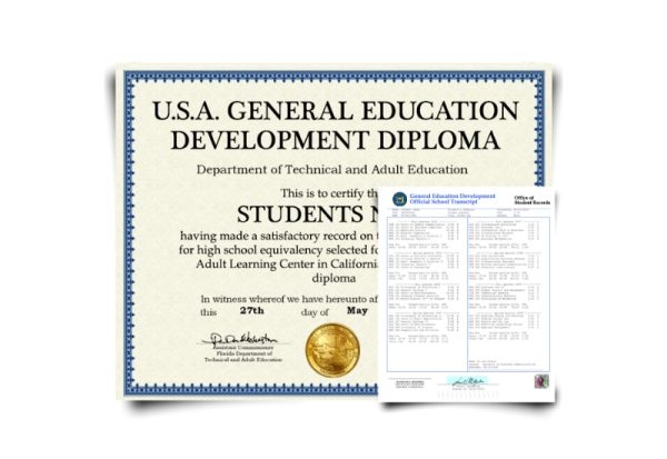 USA GED Diploma & Transcript Set